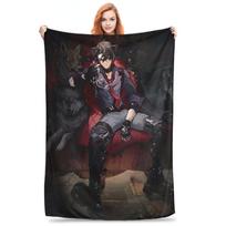 Genshin Impact Wriothesley Risley Blanket Soft Warm Flannel Throw Blanket Plush for Bed Living room Picnic Travel Home Sofa Size: 75*100cm, Weight: 230 GSM