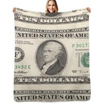 United States ten-dollar bill - Alexander Hamilton Throw Blanket Soft Warm Blanket Gift for Men Women Adults Size: 75*100cm, Weight: 230 GSM