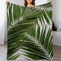 New Palm Leaf Green II Throw Blanket Stylish Decor Blanket Gift for Friends Roommate Size: 75*100cm, Weight: 230 GSM