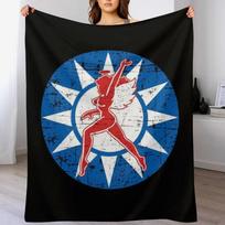 AVG - Flying Tigers - Red Angel RCAF - Grunge Style Throw Blanket Ultra Plush Cozy Blanket for Napping Sleeping Size: 75*100cm, Weight: 230 GSM