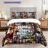 Vibrant Collage Grand Theft Auto V Characters Bedding (1 * duvet cover + 2 * pillowcase, without core) 2D Flat Christmas birthday gift Bedding set 135x200cm