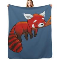 Sleeping Red Panda Throw Blanket All Season Soft Lightweight Blanket for Home Size: 75*100cm, Weight: 230 GSM