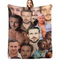 Ryan Gosling Photo Collage Throw Blanket Reusable Durable Soft Blanket for All Seasons Size: 75*100cm, Weight: 230 GSM