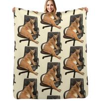 Big Floppa chair Throw Blanket Cozy Light Blanket for Travel Camping Picnic Size: 75*100cm, Weight: 230 GSM