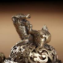 Kirin Feng Shui smilkalinė ornamentas gryno vario statulėlė figūrėlė turto žalvario dekoras kinų Pi ornamentas