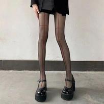 Fashion Sexy Spicy Girl Cross Shrimp Thread Thin Stockings Women Pantyhose Gothic Punk Plus Size Stockings High Elastic Tights One Size