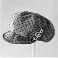 Y2K Retro Polka Beret Linen Fabric Girl Dot Music Japan Cute Girl Sweet Octagonal Cap Outdoor Sunshade Skirt Accessories One Size