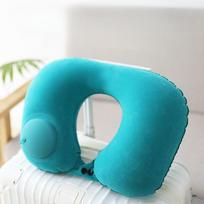 Inflatable U-Shaped Neck Pillow - Portable Travel Cushion for Airplane and Train Comfort 1pcs mėlyna