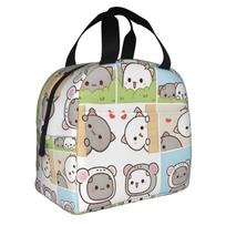 Peach And Goma Cartoon Bubu Dudu Bear Panda  Lunch Bag Women Anime Cooler Warm Insulated Lunch Box for School One Size