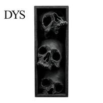 Horror Theme Decor Skulls Book Nook, Gothic Skull Bookshelf Insert, 3 Tier Stacked Sculpture Mysterious Library with Black Frame, Academia Spooky for