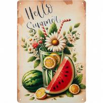 Vintage Tin Sign 8x12 Inch Retro Hello Summer Watermelon Wall Decor Kitchen Pub Bar Man Cave Metal Sign 20X30CM