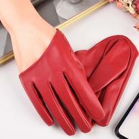 Faux Leather Solid Color Female Half Palm Gloves Women Mitts Leather Gloves Five Finger Mitten