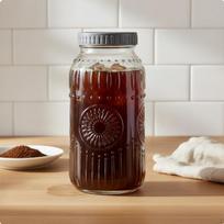 64 Ounce Cold Brew Coffee Jar Volume Markings Glass Water Pitcher with Handle Easy Clean 64OZ Grey Sunflower Lid