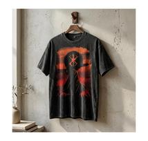 Berserk Brand of Sacrifice Washed Anime T Shirt, Guts Shadow Graphic Tee, Vintage Dark Fantasy Shirt, Oversized Manga Streetwear L