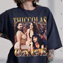 Vintage Thiccolas Cage Shirt, Retro Nicolas Cage Tee, Funny Meme Graphic T-Shirt, Gift For Film Fan, Trendy Pop Culture Shirt M