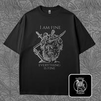 I’m Fine T-Shirt: Medieval Woodcut Dark Humor Tee S