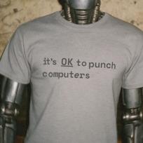 OK to Punch Computers | Tech Frustration T-Shirt, Anti-AI, Robot Tee, Luddite Gift 2XL