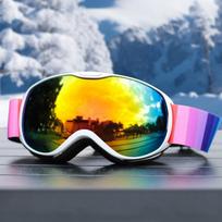 Kids Double-Layer Anti-Fog Ski Goggles Snowboarding Mountaineering Windproof Protective Eyewear White Frame
