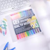 YZHMYR Double-Ended Watercolor Pens, Washable Dual-Tip Brush & Fine Marker, Color-Labeled, Large Ink Capacity for Coloring, Doodling, Journaling,