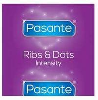 Pasante Healthcare „Pasante Ribs & Dots/Intensity“ prezervatyvai, dideliais kiekiais, 144 vnt.