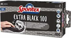 Spontex vienkartinės pirštinės Extra Juodas 100 vnt. su vinilu, M gr.