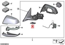 BMW Dešinės Veidrodis Bazė TMC Supra LCI X2 F39 Z4 G29 Originalus 51168499562