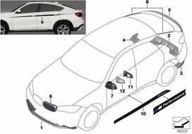 Bmw X6 F16 Aerodynamikpaket Heck Flap Rec 2014 Originalus 51192357206