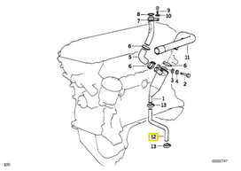 Originalus BMW E36 alkūninis velenas ventiliacijos/alyvos separatorius žarna OEM 11151404157