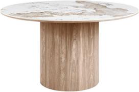 House Nordic Valgomojo stalas Athens 140x140x76 cm baltas rudas, keramika