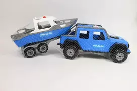 Mk Toys Automobilis su priekaba + valtis, policija 022 40090 02911