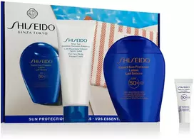 Set Shiseido Expert Sun Protector Lotion SPF50+ 150ml + Expert Sun Kreminis 5ml + After Sun Intensive Recovery Emulsion 75ml + Pouch