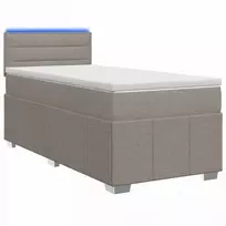 Spyruoklinė lova su čiužiniu Taupe 90 x 200 cm Audinys