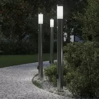 Pakabinamas šviestuvas Apšvietimo stulpeliai su jutikliu ir lizdu, 3 vnt., 110 cm, nerūdijantis plienas, IP44