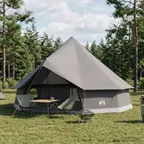 Tipi palapinė 10 asmeniui Ruda Pilka Poliesteris ir plienas