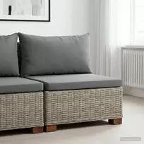Vidurinė sofa su pagalvėlėmis GENDT Natūralus pintas Kubu pilka