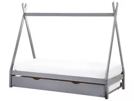 Ištraukiama vaikiška lova Beliani TALMONTIERS, pušies mediena, 90 x 200 cm, pilka