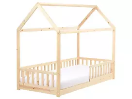 Vaikiška lova namelis COSSAYE pušies medienos 90x200 cm šviesiai ruda