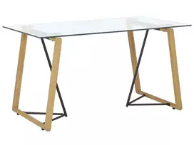 Valgomojo stalas TACOMA šviesiai rudas 140 cm 80 cm grūdintas stiklas