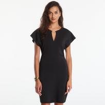 Sukienka GUESS Ss V-Neck Morgana Scuba Mini Dress Jet Black - Dydis M (W6YK18K4371-JBLK Suknelės)