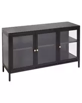 Spintelė su stiklinėmis durelėmis NEWPORT metalinė 115 cm, juoda