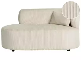 Dešininis gultas VANVEY, velvetinis, šviesiai smėlio spalvos