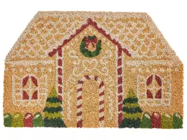 Durų kilimėlis SELATNA natūralus 45 x 75 cm Kalėdų raštas kokoso pluoštas