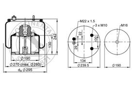 CONTITECH AIR SPRING Pneumatinės pakabos pagalvė 887 N P03