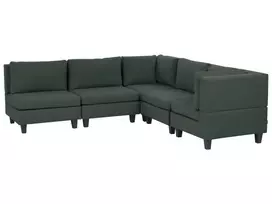 Modulinė kampinė sofa UNSTAD, 5 vietų, kairinė, tamsiai žalia