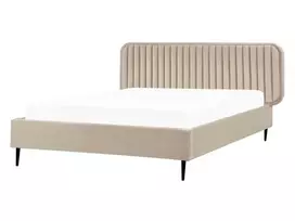 Veliurinė lova BRIN 140 x 200 cm smėlio pilkumo spalvos