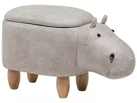 Pufas gyvūnas su daiktadėže HIPPO dirbtinės odos šviesiai pilkas hipopotamas