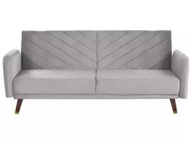 Trivietė išskleidžiama sofa SENJA, veliūras, šviesiai pilka