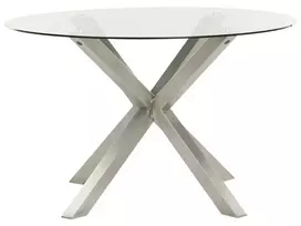 Sodo stalas MALETTO 120 cm, stiklas, sidabrinis
