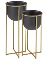 2 vazonų rinkinys su kojelėmis THUJA metalinis 21 cm juodas