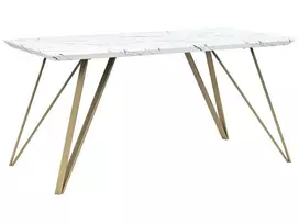 Valgomojo stalas MOLDEN marmuro imitacija/auksinis 150 cm 80 cm